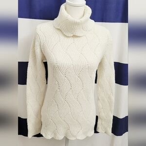 Sundance Women's White Cowl Neck Textured Sweater | Size Medium